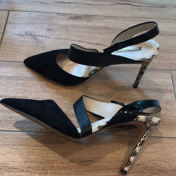 Louise Et Cie Black Suede and Snakeskin Heels - Picture 1 of 7